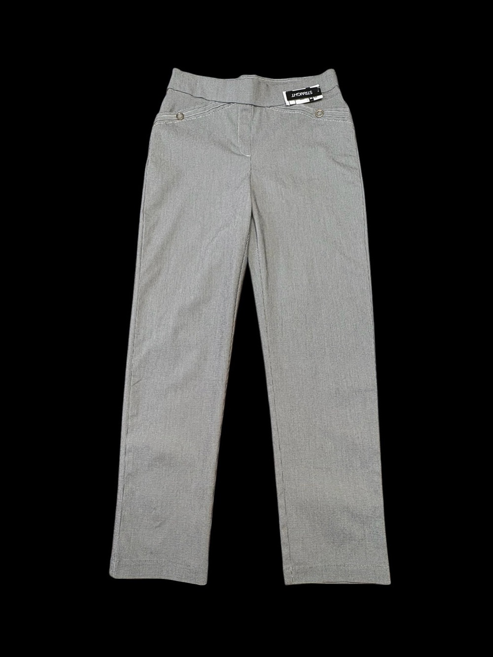Lily Morgan, Black White Houndstooth Pull-On Dress Pants, Stretch, Size Medium